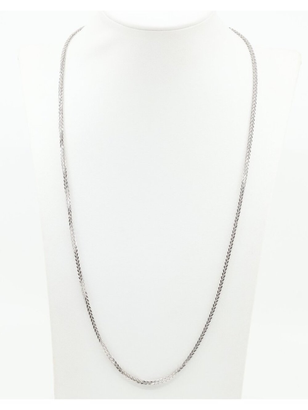 Unique 14K Karat Solid White Gold Designer Franco Link Chain Necklace - 24.25" L
